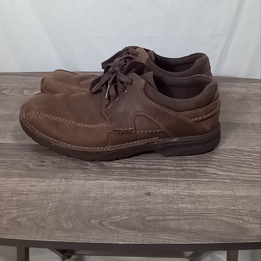 Clarks Chocolate Leather Senner Blvd Lace-up Shoes Size 10